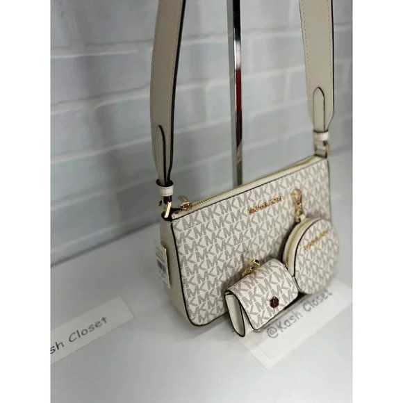 Michael Kors JST Small Crossbody With Tech Attach - Light Cream Multi - Picture 5 of 11